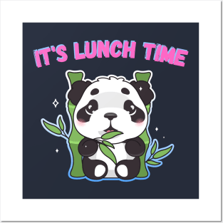 Panda eating bamboo Posters and Art